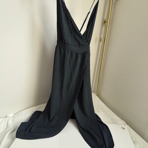 Urban Outfitters Navy and White Polka Dot Top